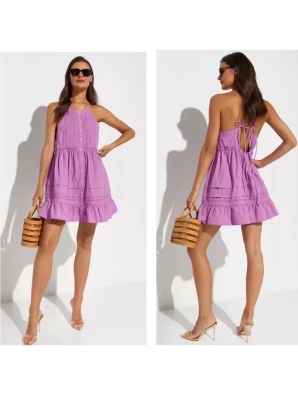Free People | Desert Days Halter Mini Dress Dramatic Lilac Purple Cotton Medium